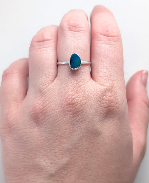 Boulder Opal Doublet Stacking Ring, Size 8