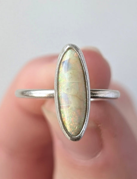 Sterling Opal Stacking Ring, Size 7