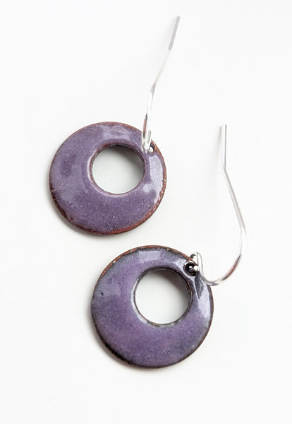 Purple Enameled Earrings