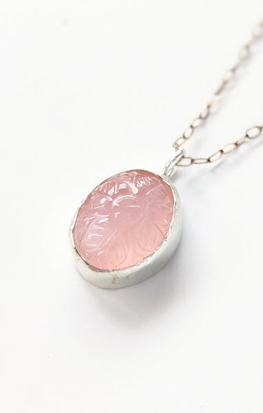 Carved Rose Quartz Necklace