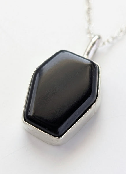 Black Onyx Coffin Necklace