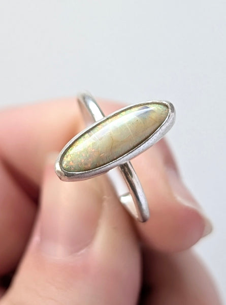 Sterling Opal Stacking Ring, Size 7