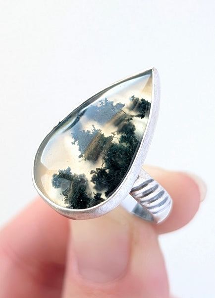 Moss Agate Ring, Size 8