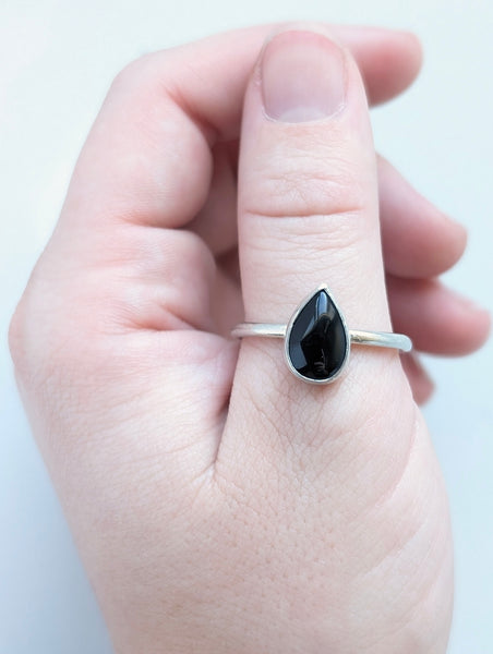 Black Agate Ring, Size 12