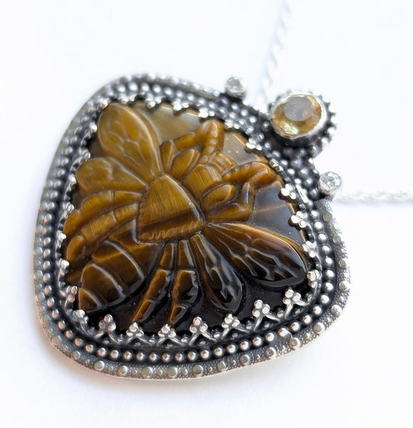 Tigers Eye Bee Necklace