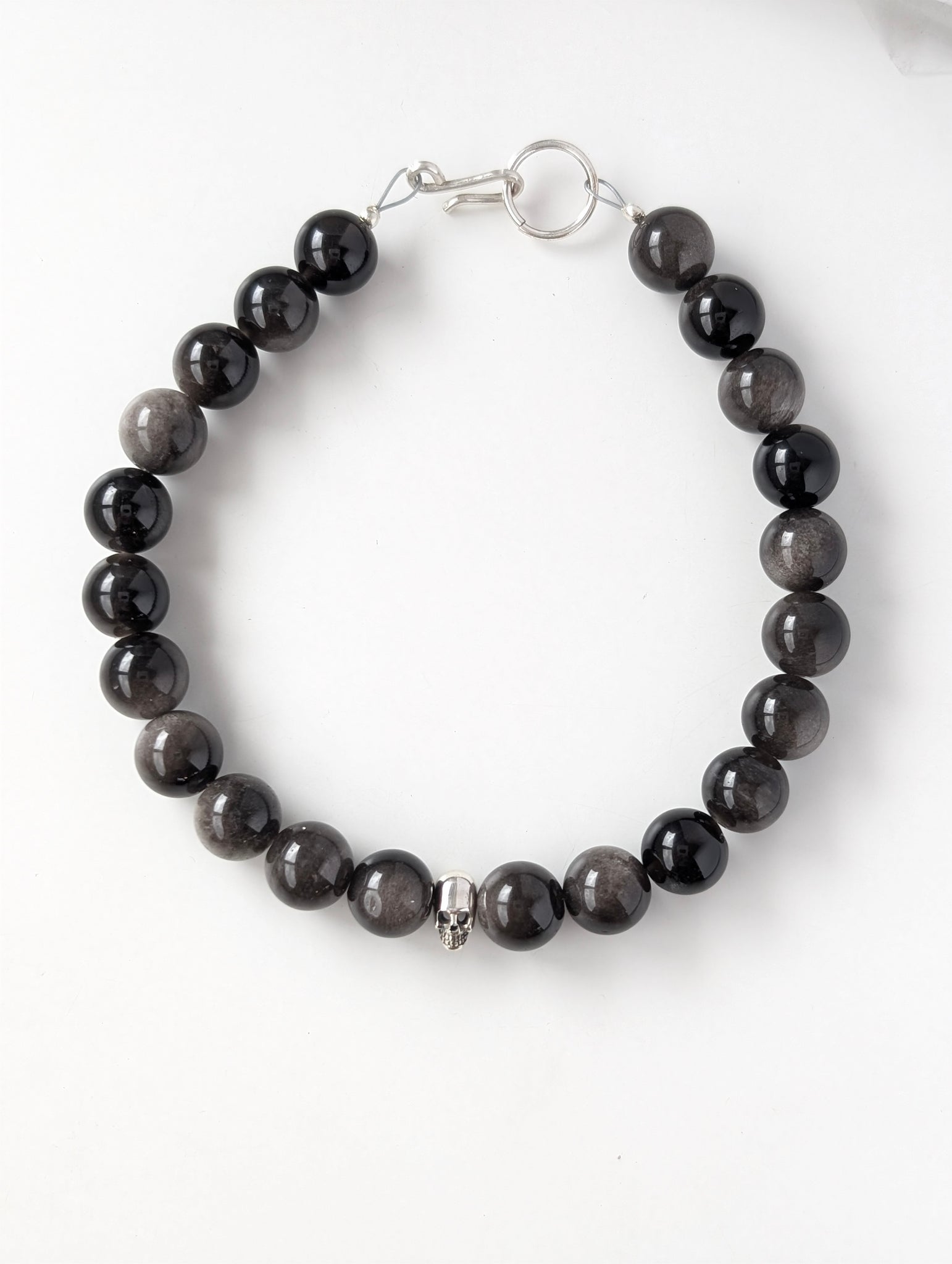 Silver Sheen Obsidian Beaded Bracelet