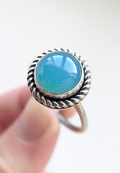 Caribbean Chalcedony Ring, Size 12.5