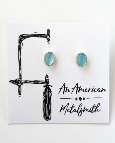 Caribbean Chalcedony Stud Earrings