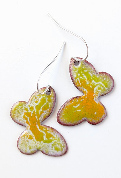 Enameled Butterfly Earrings