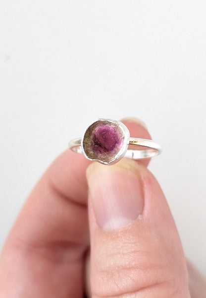 Watermelon Tourmaline Ring,Size 6.5