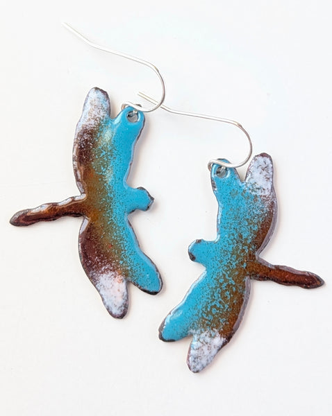 Enameled Dragonfly Earrings