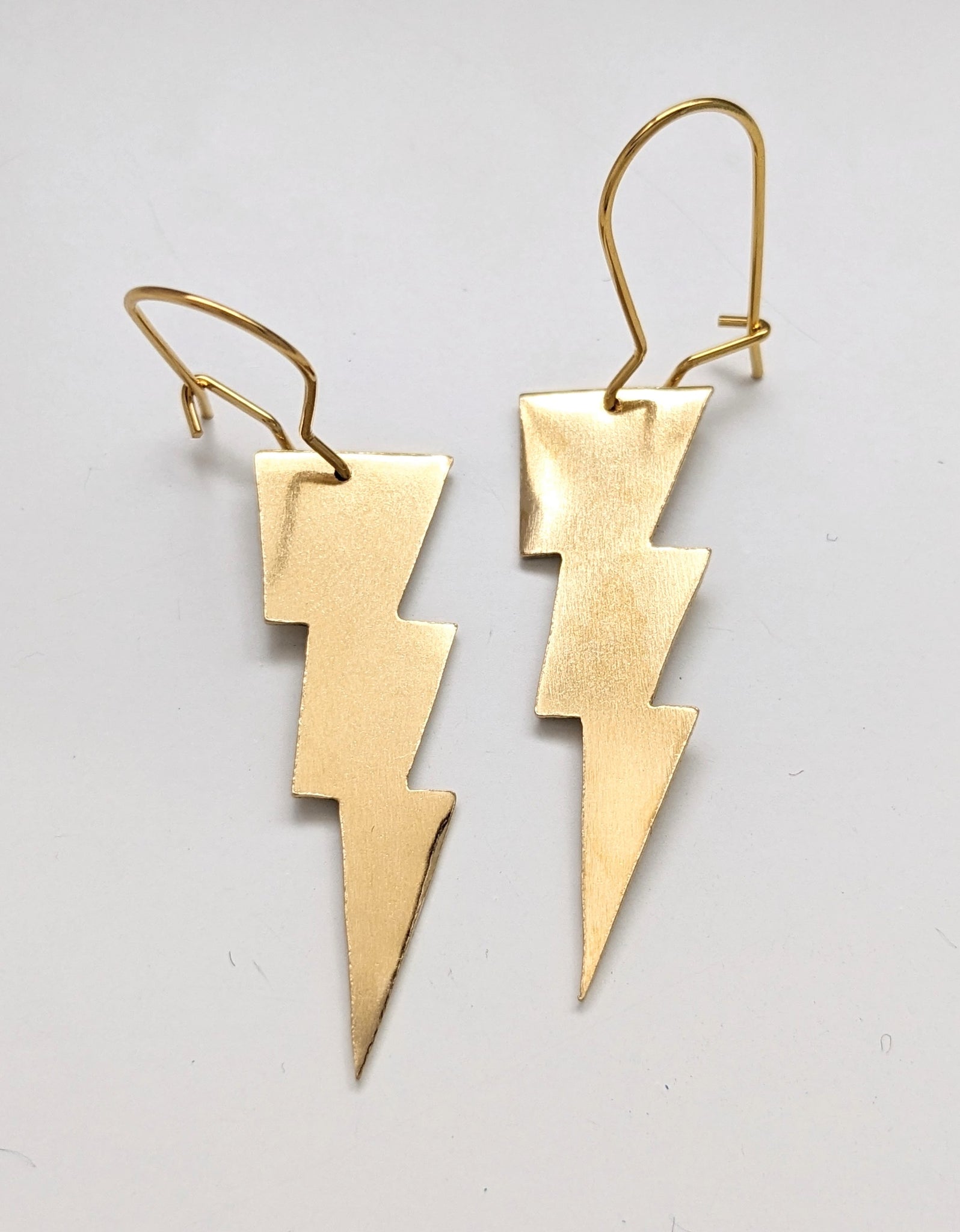 Lightening Bolt Brass Earrings