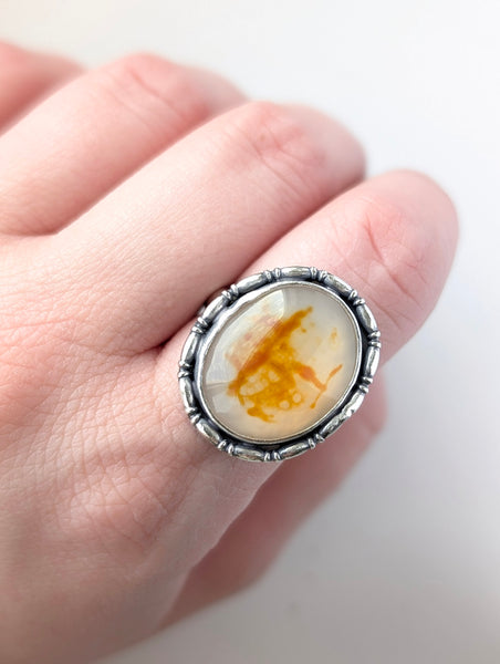 Alphabet Carnelian Agate Ring, Size 8.5