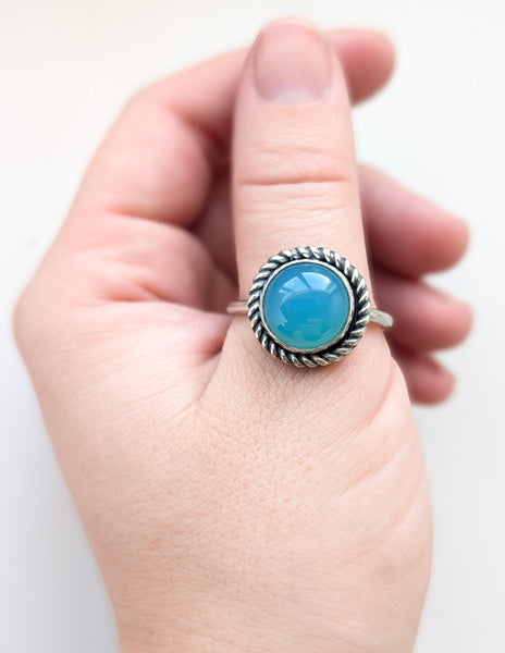 Caribbean Chalcedony Ring, Size 12.5
