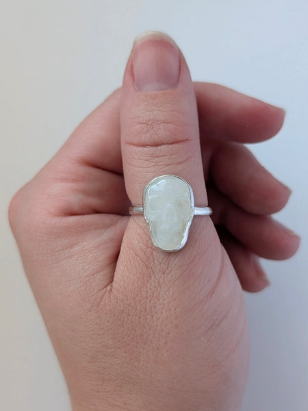 Quartz Skull Ring, Size 9