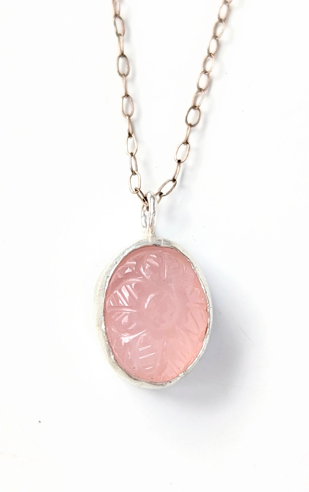 Carved Rose Quartz Necklace