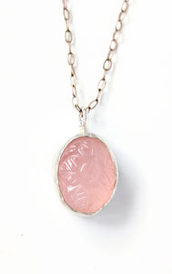 Carved Rose Quartz Necklace