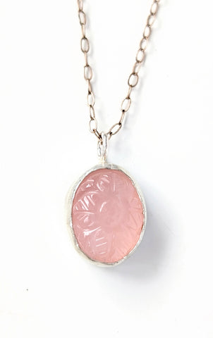 Carved Rose Quartz Necklace