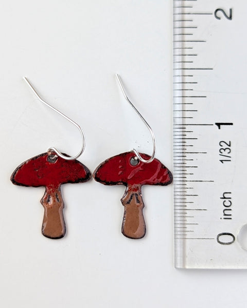 Enameled Mushroom Earrings
