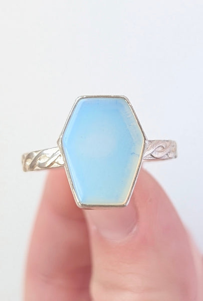 Opalite Coffin Ring, Size 13.5