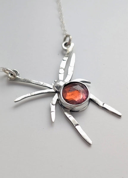 Pink Tourmaline Spider Necklace