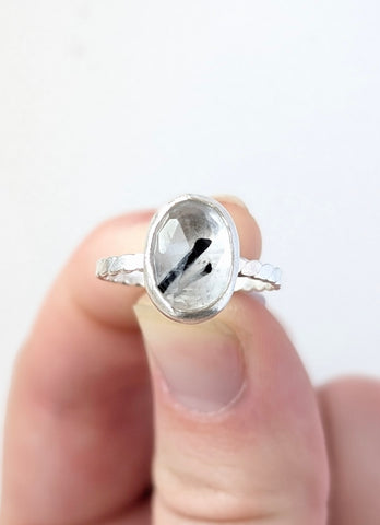 Tourmaline Quartz Ring, Size 6.5