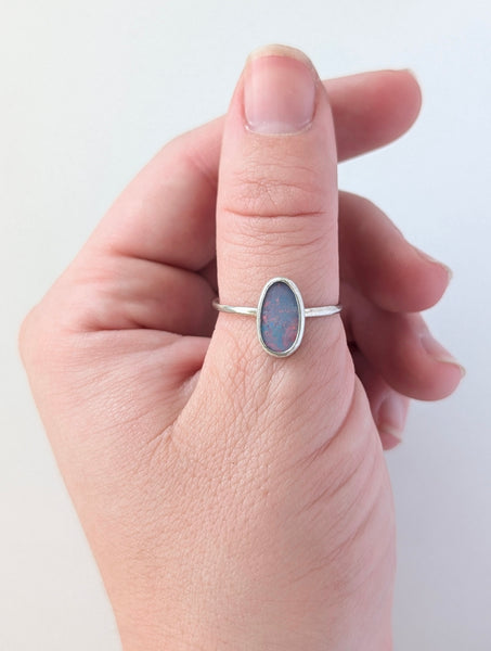 Boulder Opal Stacking Ring, Size 9.5