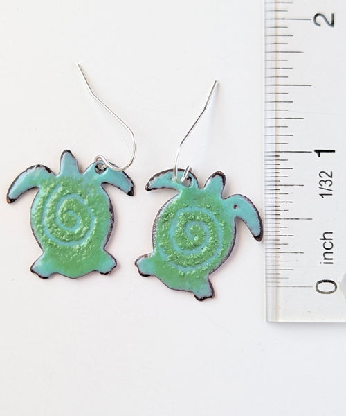 Enameled Sea Turtle Earrings