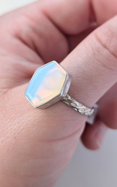 Opalite Coffin Ring, Size 13.5