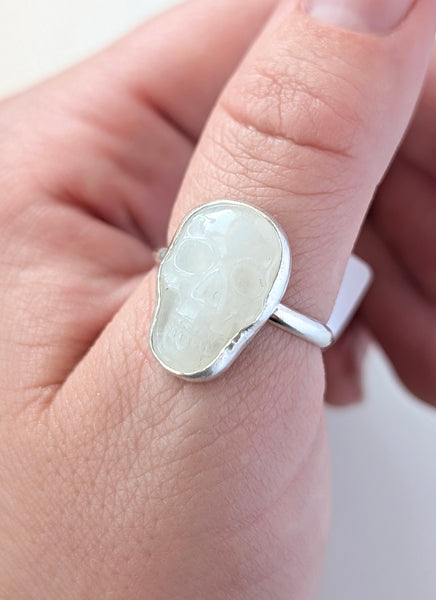 Quartz Skull Ring, Size 9