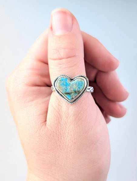 Turquoise Heart Ring, Size 11