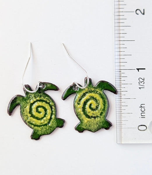 Enameled Sea Turtle Earrings