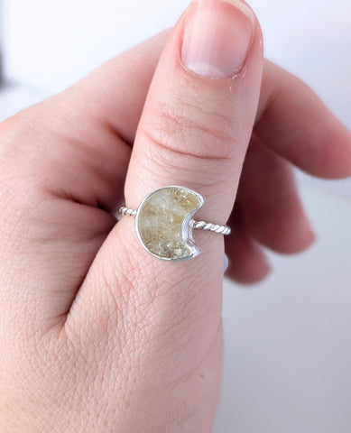 Citrine Moon Stacking Ring, Size 7