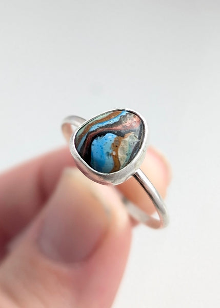 Rainbow Callsilica Stacking Ring, Size 9.5