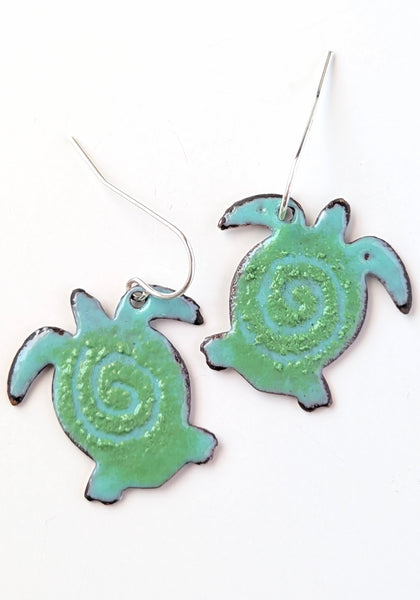 Enameled Sea Turtle Earrings