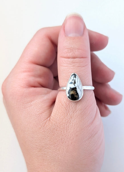 White Buffalo Turquoise Ring, Size 10