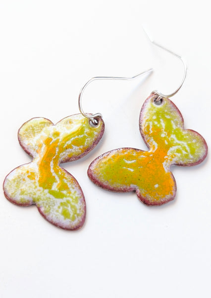 Enameled Butterfly Earrings
