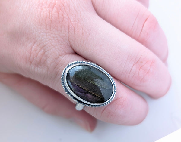 Purple Labradorite Ring, Size 9.5