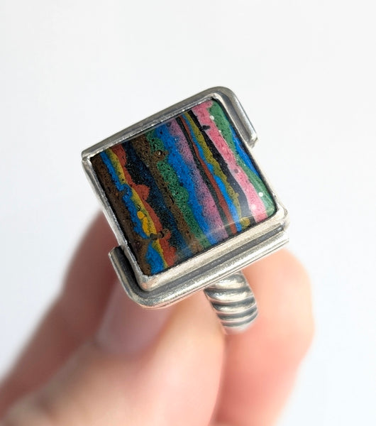 Rainbow Casilica Ring, Size 7