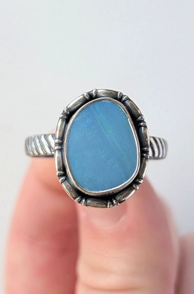 Boulder Opal Doublet Ring, Size 13