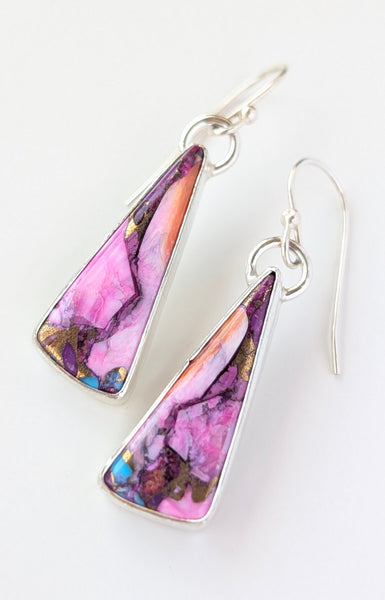 Kingman Turquoise & Spiny Oyster Earrings