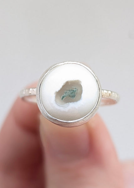 Solar Moss Agate Stacking Ring, Size 9.5