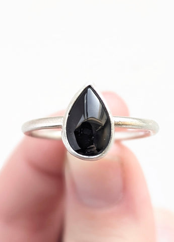 Black Agate Ring, Size 12