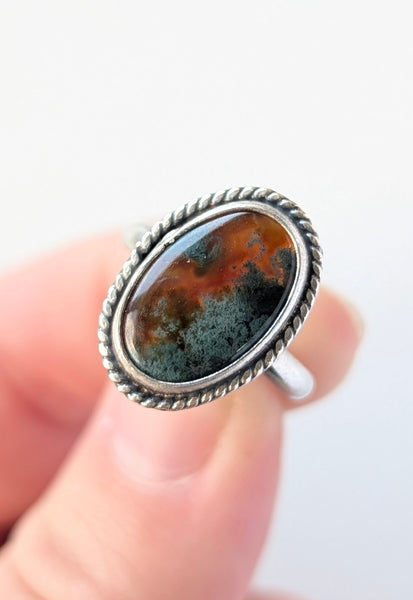 Moss Agate Ring, Size 5