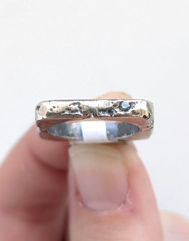 Casted Light Blue CZ Ring, Size 6