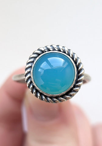 Caribbean Chalcedony Ring, Size 12.5