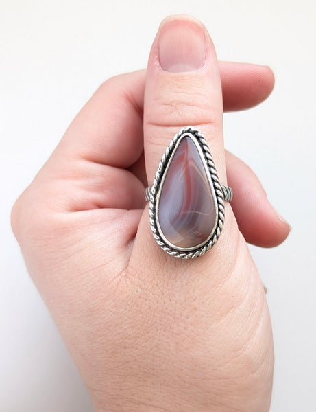 Pink Sierra Madre Agate Ring,Size 10