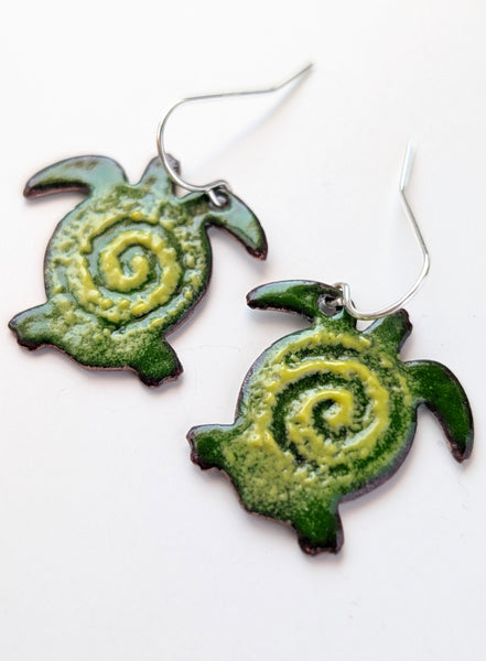 Enameled Sea Turtle Earrings