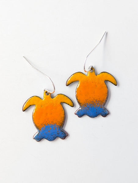 Enameled Sea Turtle Earrings