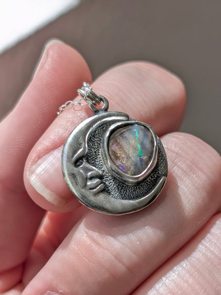 Moon Boulder Opal Necklace